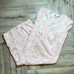 Charter Club Womens Pink Midi Long Sleeves Printed Fleece Nightgown Small NWT